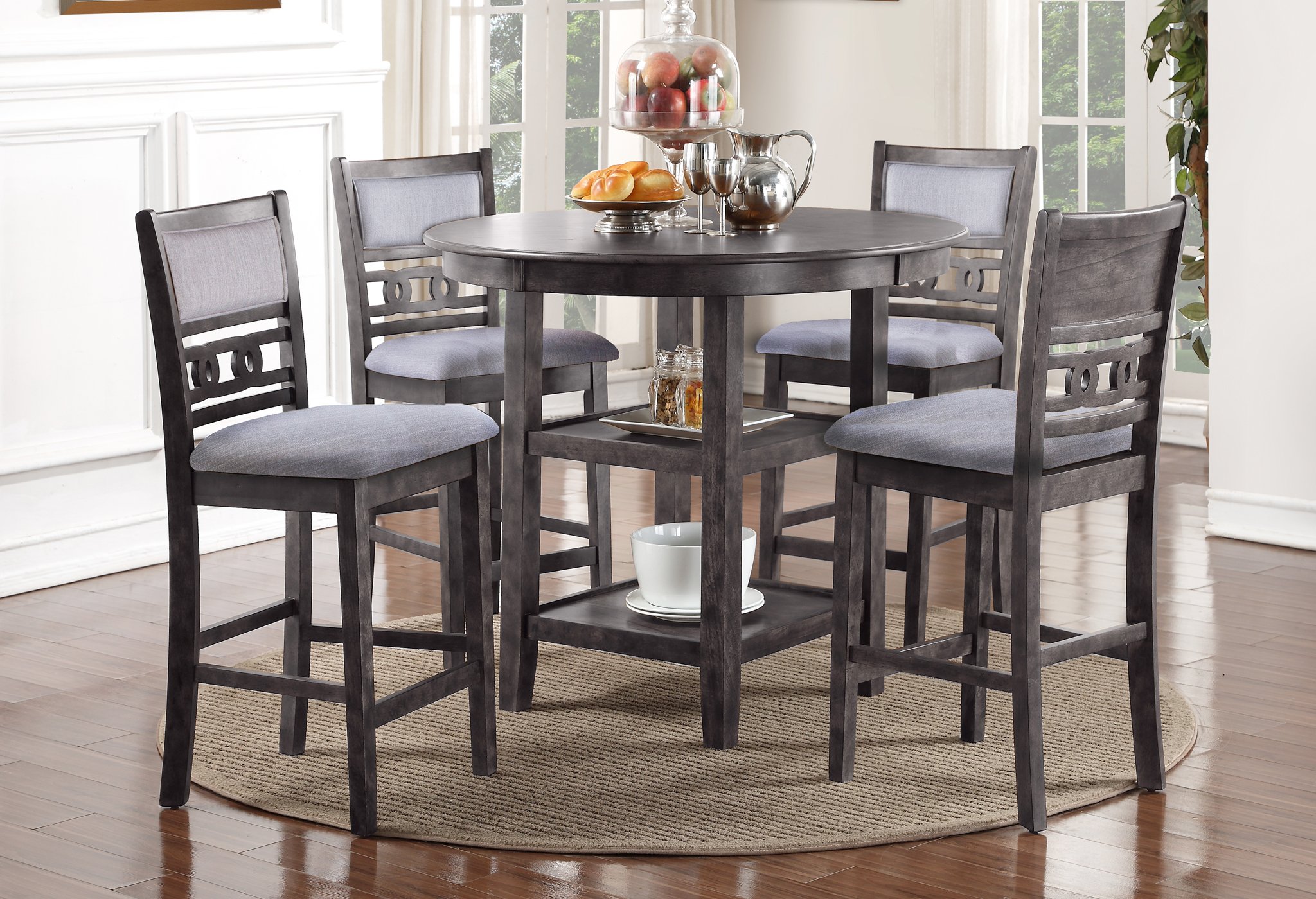 New Classic® Gia 5 Piece Grey Counter Table Set | Miskelly Furniture