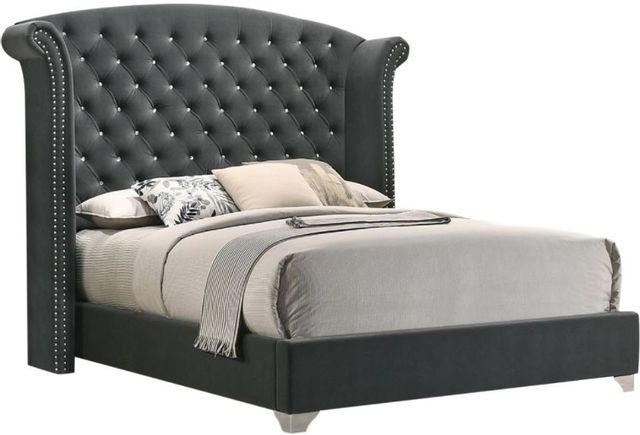 Coaster® Melody Grey Queen Wingback Upholstered Bed -0