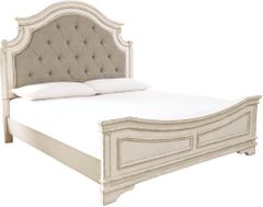 Mill Street® Realyn Chipped White King Upholstered Panel Bed