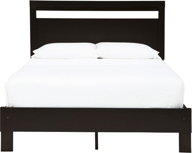 Grand lit plateforme à panneaux Flannia, noir, de Signature Design by Ashley®