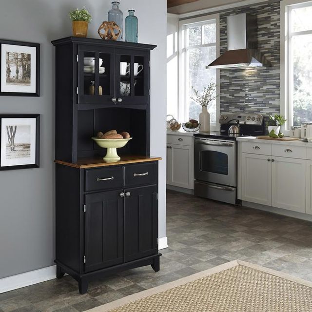 homestyles® Buffet Of Buffets Black/Cottage Oak Server with Hutch-1