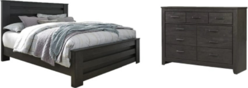 Signature Design by Ashley® Brinxton 2-Piece Charcoal King Panel Bed Set
