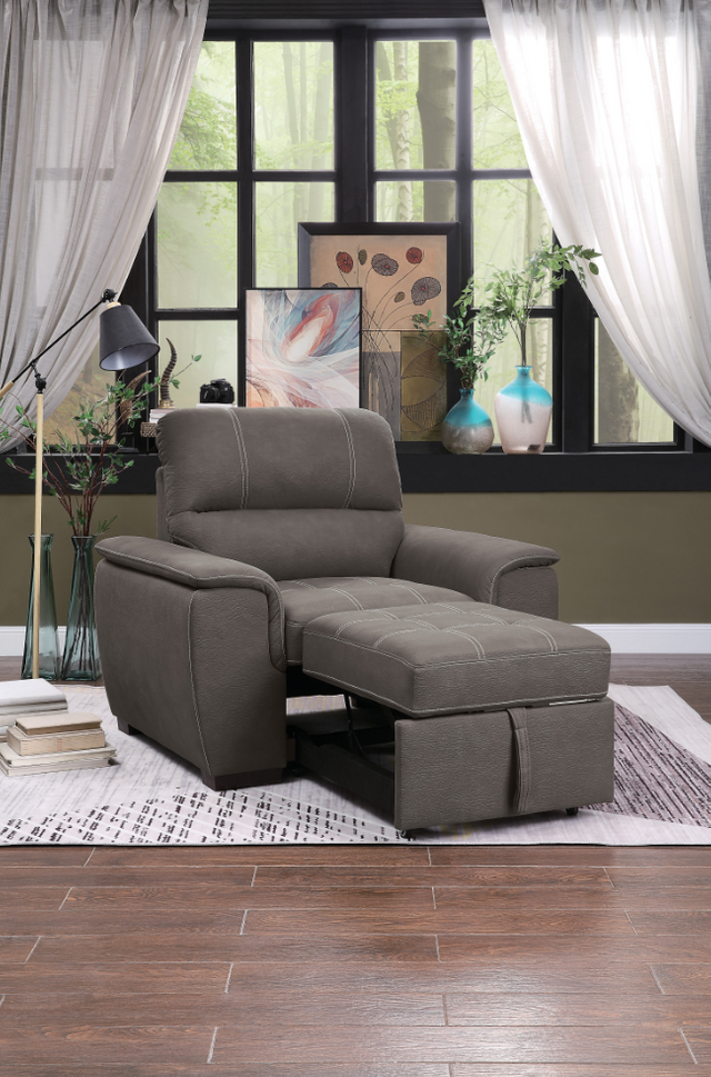 Homelegance Andes Taupe Chair With Pull Out Ottoman 5