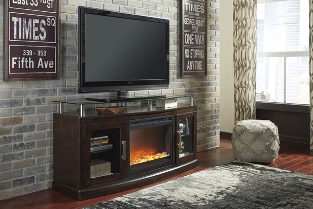 Signature Design by Ashley® Chanceen Dark Brown 60" TV Stand with Electric Fireplace-3
