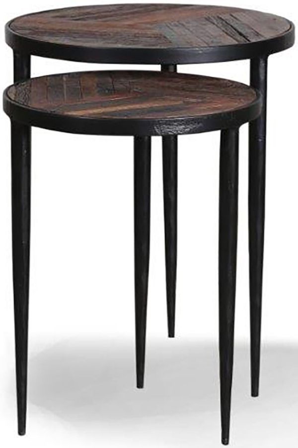Parker House® Crossings The Underground Reclaimed Rustic Brown Round Chairside Nesting Table 2
