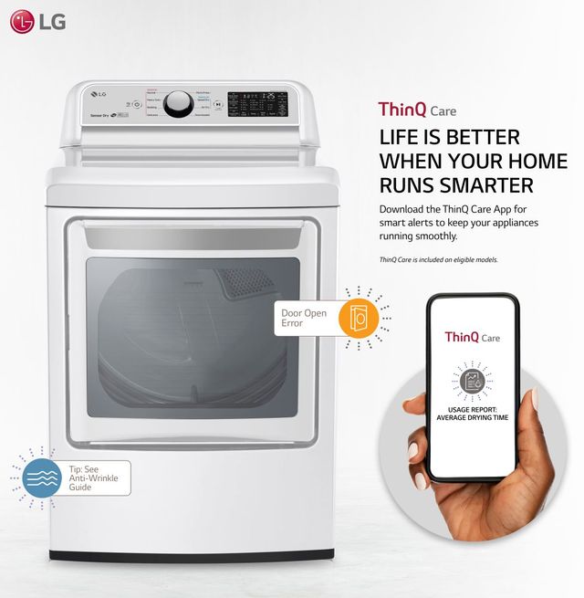 LG 7.3 Cu. Ft. White Front Load Gas Dryer 26