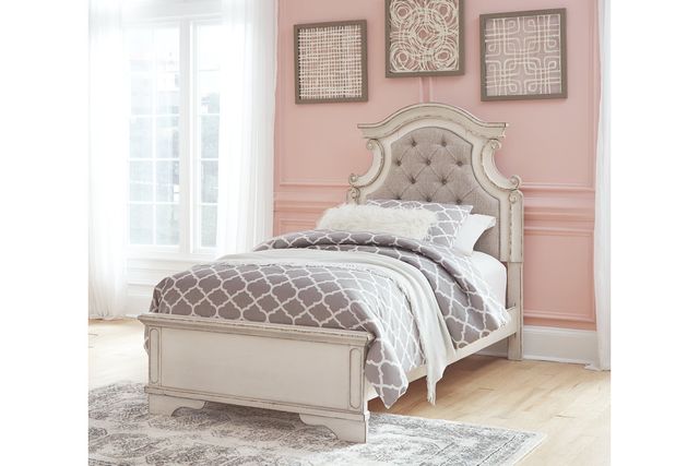 Signature Design by Ashley® Realyn Chipped White Twin Upholstered Panel Bed-2