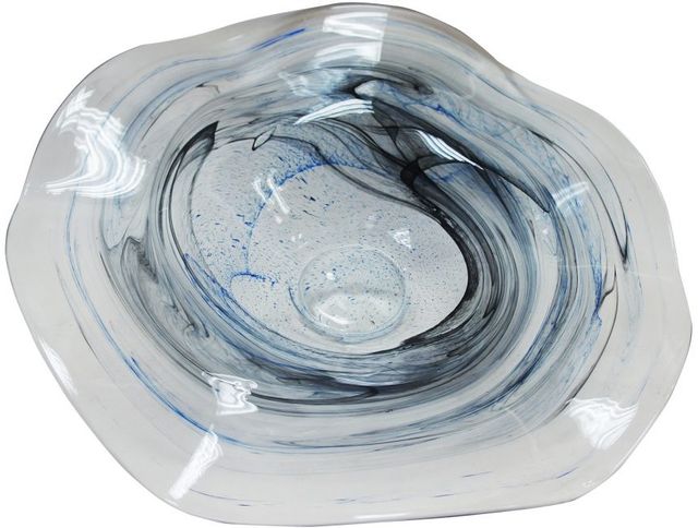 Moe's Home Collection Nautilus Blue and Black Glass Bowl 1