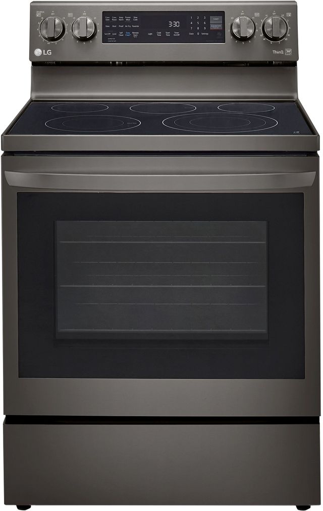 LG 30" PrintProof™ Black Stainless Steel Electric Convection Smart Range with Air Fry-1