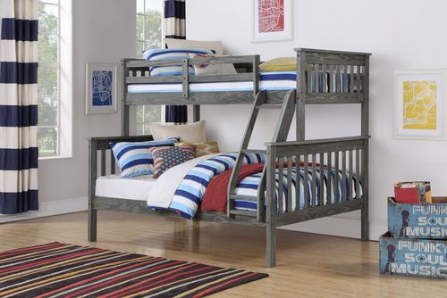 Donco Kids Brushed Gray Twin/Full Mission Bunk Bed