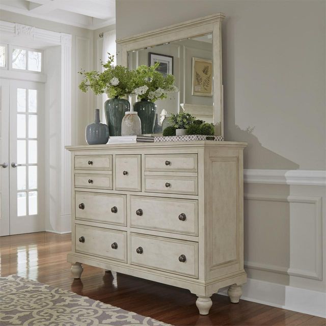 Liberty Furniture High Country Antique White Dresser & Mirror 1