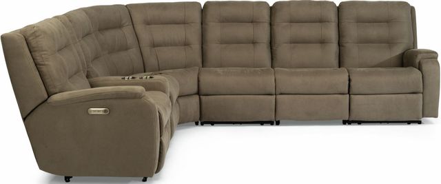 Flexsteel® Arlo Fossil Power Reclining Sectional with Power Headrests and Lumbar