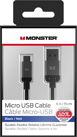 Monster® 6' Mobile High Performance USB A 2.0/Micro USB B Cable-Black 1