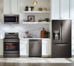 LG 4 Piece Kitchen Package with a 24.5 Cu. Ft. Capacity Smart French Door Refrigerator PLUS a FREE 10 PC Luxury Cookware Set