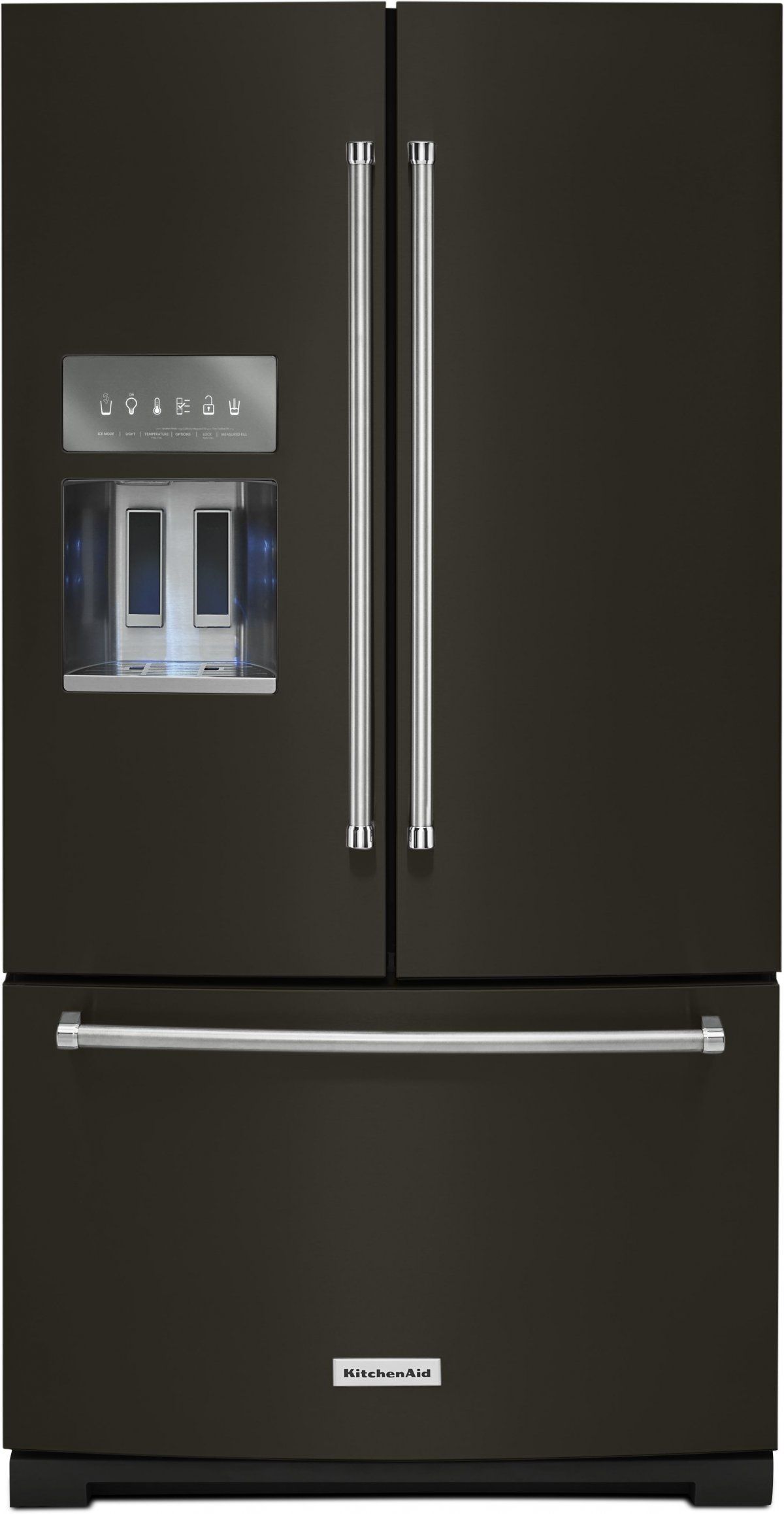 KitchenAid® 26.8 Cu. Ft. Black Stainless Steel with PrintShield™ Finish French Door Refrigerator-KRFF507HBS