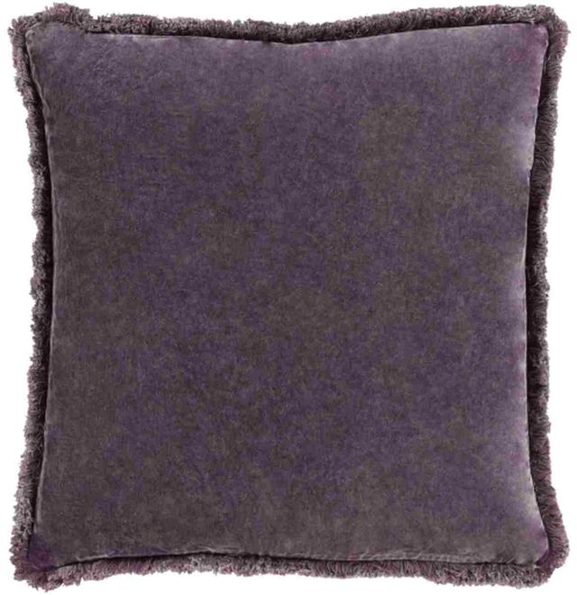 Surya Washed Cotton Velvet Bright Purple 18"x18" Pillow Shell with Polyester Insert-0