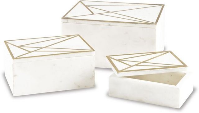 Signature Design by Ashley® Ackley 3-Pieces White and Brass Box Set
