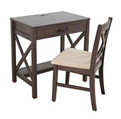 Jofran Hobson Grey Power Desk and Chair Set