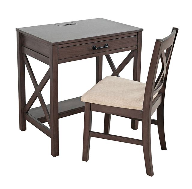 Jofran Hobson Grey Power Desk and Chair Set-0