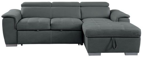 Homelegance® Ferriday Gray Sectional with Pull-out Bed and Hidden Storage