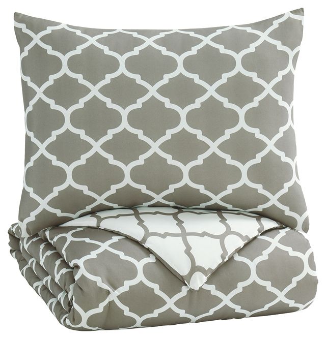 Signature Design by Ashley® Media Gray/White Twin Comforter Set 0