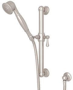 Rohl® Palladian® Shower Collection 24" Satin Nickel Decorative Grab Bar Set With Single-Function Handshower Hose And Outlet