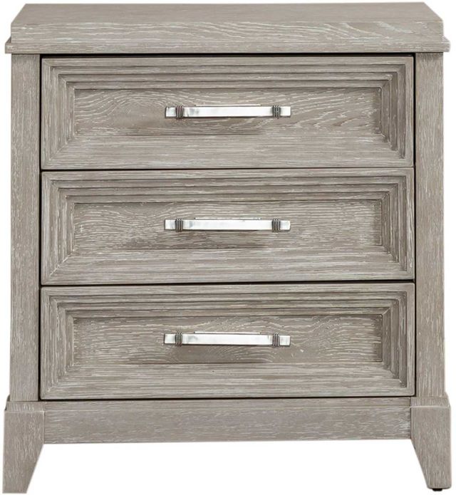 Liberty Furniture Belmar Washed Taupe & Silver Champagne Nightstand-1