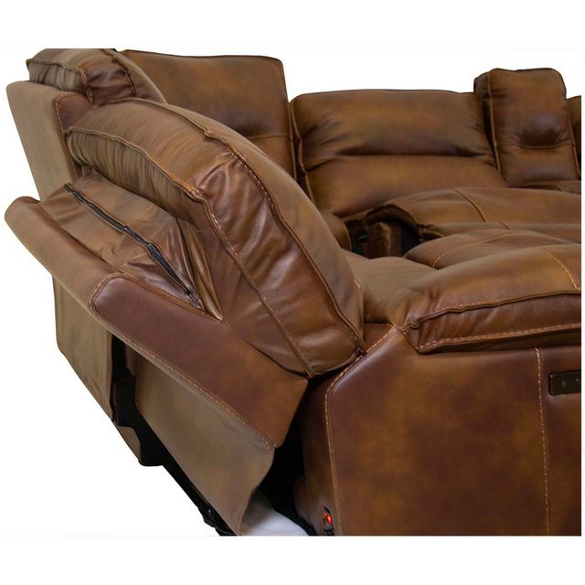 Cheers Lawson 7-Piece Leather Sectional w/ Power Head & Foot Rest-3
