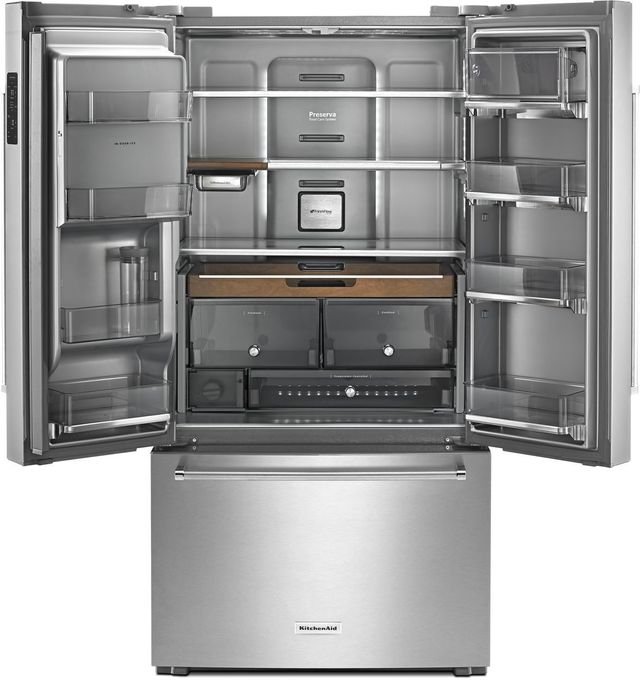 KitchenAid® 23.8 Cu. Ft. Black Stainless Steel with PrintShield™ Finish Counter Depth French Door Refrigerator 20