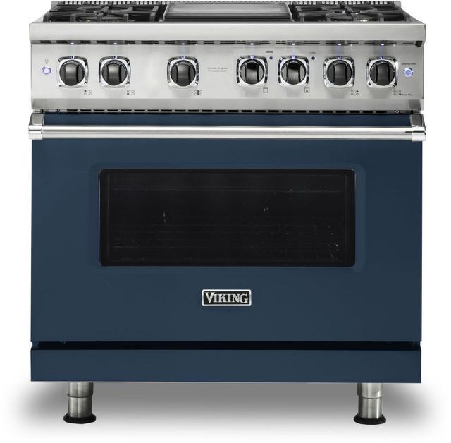 Viking® 5 Series 36" Slate Blue Pro Style Dual Fuel Natural Gas Range with 12" Griddle