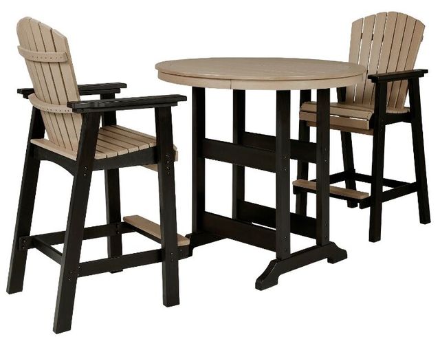 Signature Design by Ashley® Fairen Trail 3-Piece Black/Driftwood Outdoor Dining Set-0