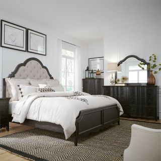 Liberty Furniture Chesapeake Antique Black 4 Piece Queen Upholstered Bedroom Set