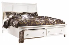 Millennium® by Ashley Prentice White Queen Sleigh Storage Bed