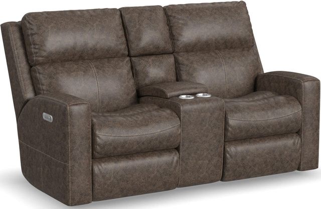 Flexsteel® Score Power Reclining Loveseat with Console and Power Headrests and Lumbar