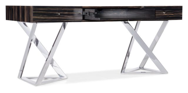 Hooker® Furniture Melange Black/Brown/Polished Stainless Steel Writing Desk-1