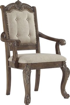 Signature Design by Ashley® Charmond 2-Piece Brown Upholstered Dining Arm Chair