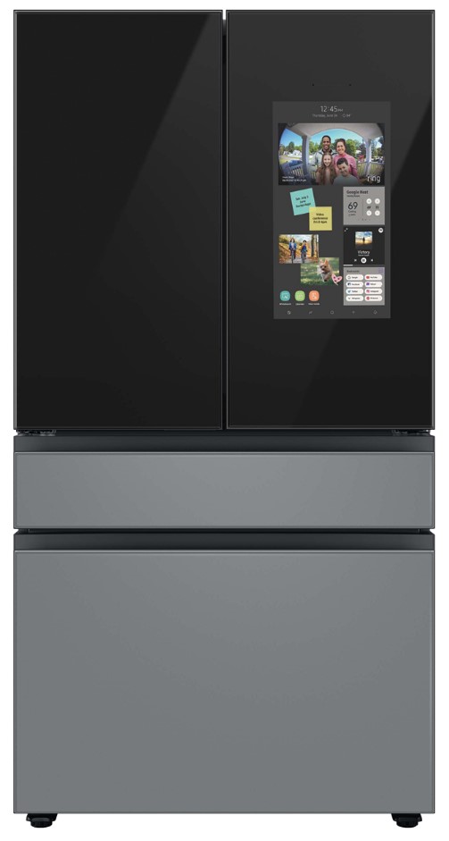 Samsung Bespoke 29 Cu. Ft. Charcoal Glass French Door Refrigerator with Family Hub™ w/ Grey Glass Middle & Bottom Panels