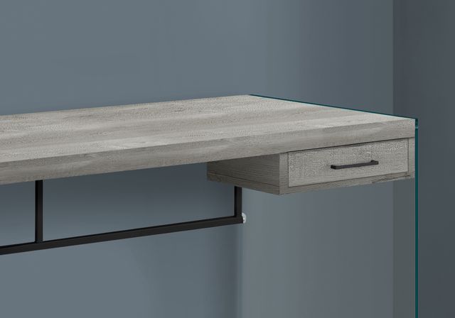 Monarch Specialties Inc. 48"L Grey Reclaimed Wood Glass Panel Computer Desk 4
