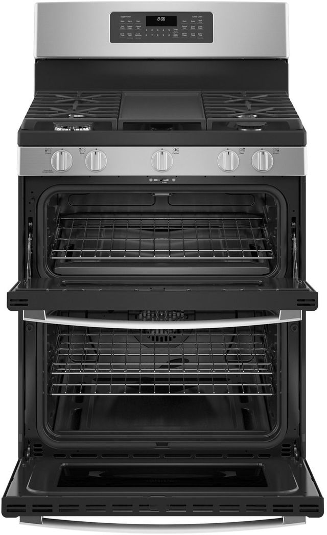 GE® 30" Stainless Steel Free Standing Gas Double Oven Convection Range-1