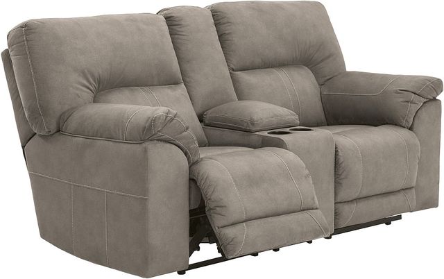 Benchcraft® Cavalcade Slate Reclining Loveseat with Console-1
