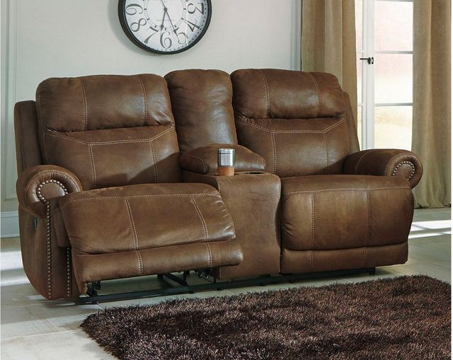 Signature Design by Ashley® Austere Brown Double Reclining Loveseat 2