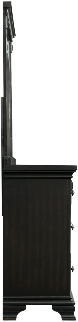 Elements International Calloway Antique Black Dresser and Mirror Set-2