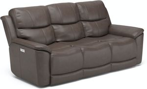 Flexsteel® Cade Brown Power Reclining Sofa with Power Headrests and Lumbar