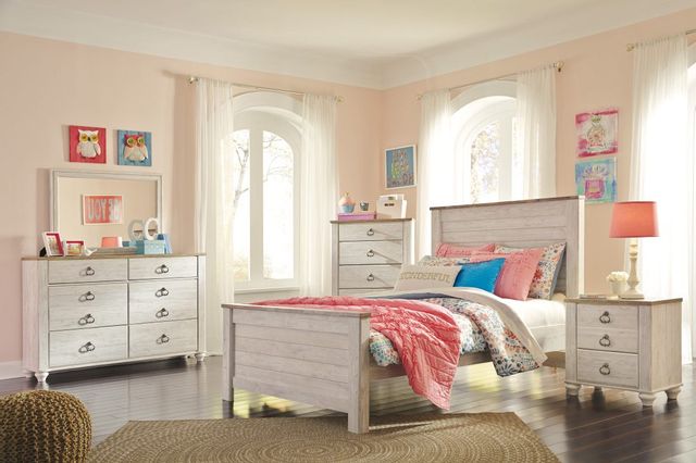 Signature Design by Ashley® Willowton Whitewash Full Panel Youth Bed 2