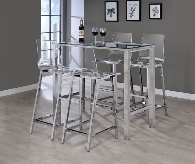 Coaster® Chrome Bar Table With Glass Top-3