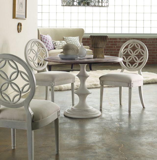 Hooker® Furniture Melange® Brynlee Medium Wood 42" Dining Table with White Base-2