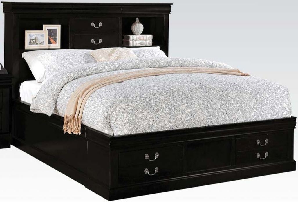 acme louis philippe iii queen bed with storage