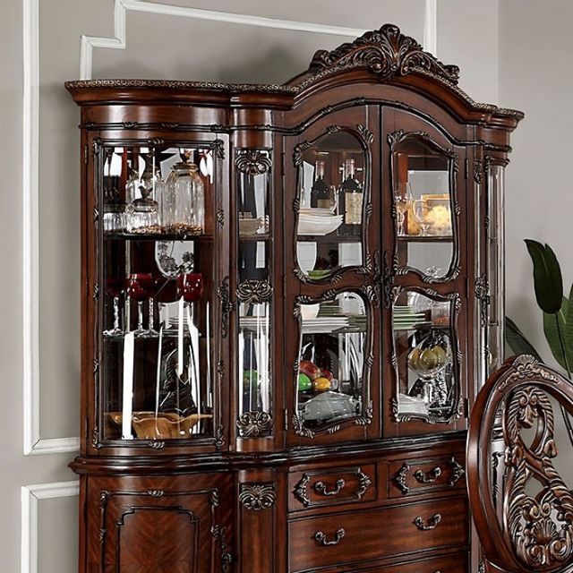 Furniture of America® Normandy Brown Cherry Hutch and Buffet Set 1