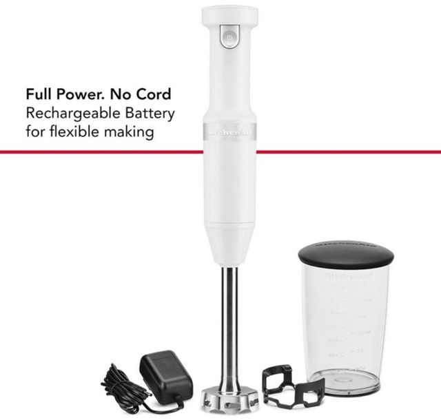 KitchenAid® White Cordless Hand Blender with Chopper and Whisk Attachment 1