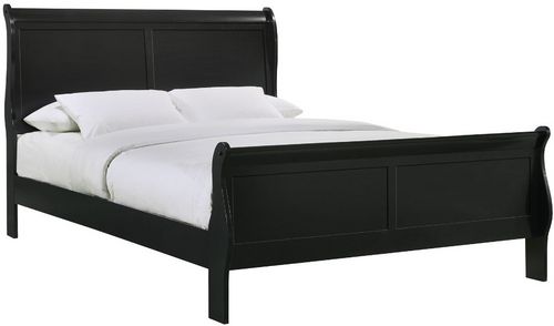 Elements International Louis Philippe Black Twin Sleigh Bed